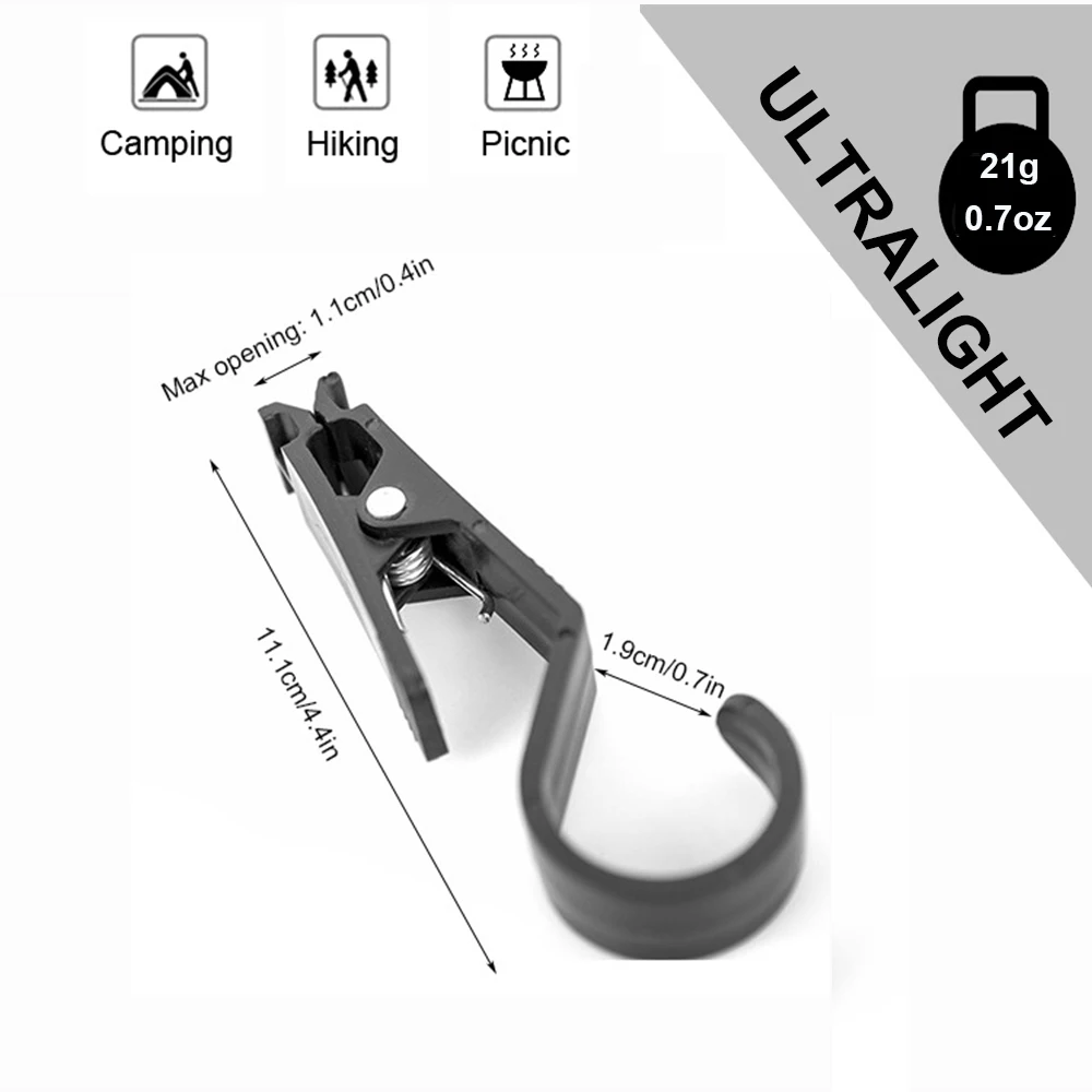 

4 Pcs 2 in 1 Tent Clip with Hook Portable Tarp Clips Clasp Non-slip Awning Clamp Multi-Purpose Fixed Fabric Clip Accessories