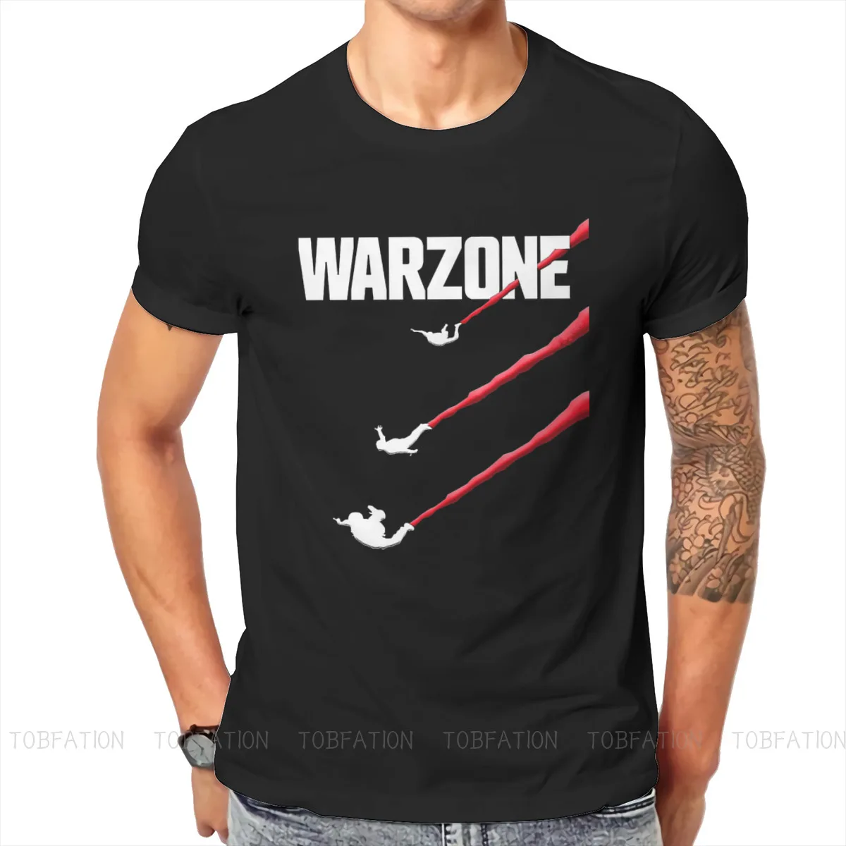 

COD Black Ops Cold War Warzone Dropping In Floor T Shirt Vintage Teenager Summer Large Cotton Men's Tops Harajuku O-Neck TShirt