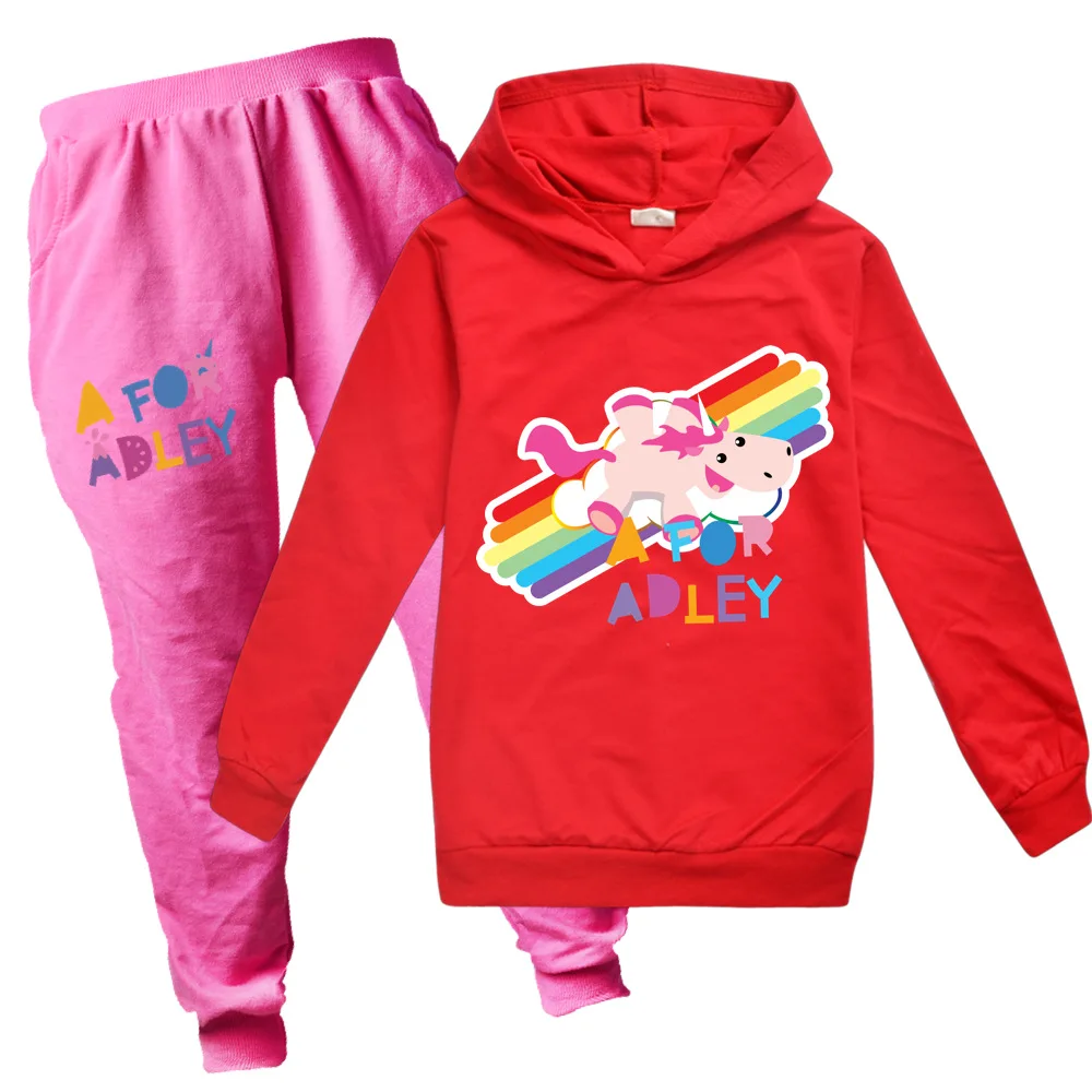 New Kids Clothes A for Adley Baby Long Sleeve Hoodies T Shirt +Pants For Boys Spring Autumn Set Outfits 2Pcs Girls Christmas Set