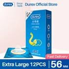 Durex размера плюс презерватив Xxl, 56 мм, больше смазки, тонкий приспособление, интимные забавные продукты, натуральный каучук, латекс, рукав для пениса, секс для мужчин