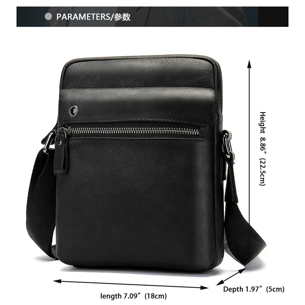 

Fashion Genuine Leather Mens Messenger Bags 2021 Small Man Crossbodys Bags Vintage Casual Shoulder Bags Zipper Male Handbags