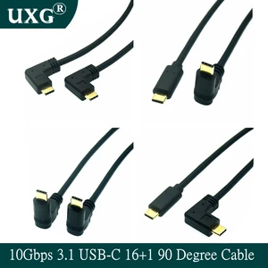 10 Гбитс USB 3,1 USB-C 16 + 1 90 градусов вверх и вниз левый и правый угол позолоченный штекер-штекер Тип C до C PD 100 Вт 4K HD кабель для передачи данных