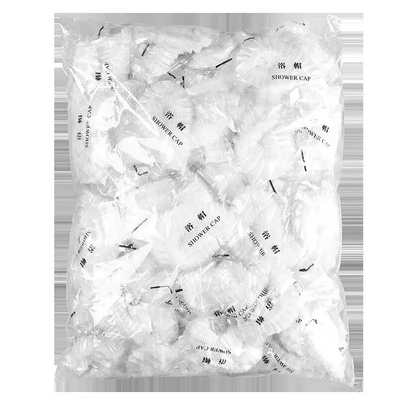 100x одноразовые шапочки для душа купания эластичная прозрачная защитная шапка