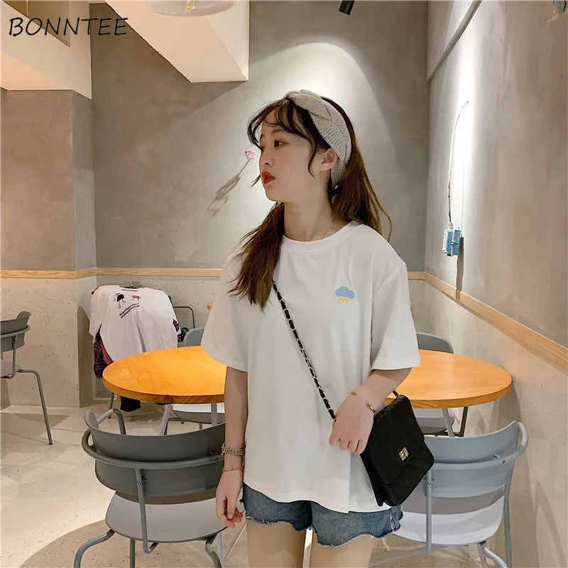 

Футболка женская, с коротким рукавом, свободная, летняя, простая, мягкая, в стиле Харадзюку, для студентов