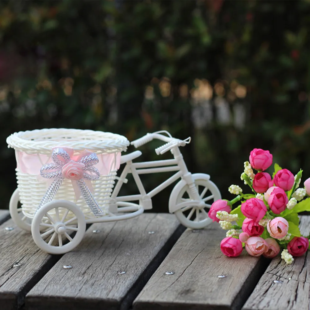 Hot Wedding Car for Model White Flower Basket Large Rattan Tricycle Bike Vase Ornaments Storage Party Decor H5 | Дом и сад