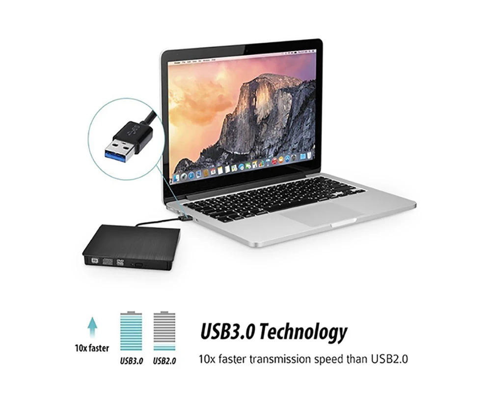USB 3,0 внешний DVD привод записывающее устройство Портативный DVD Оптический привод плеер для hp Dell LG Asus acer lenovo Windows 10 8