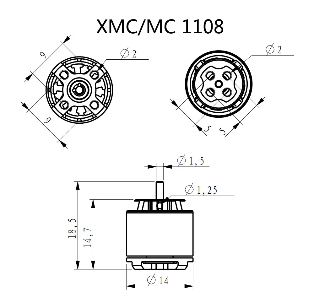 Устройство 2S с микро-мощностью двигателем 1106/1108 ESC сервоприводом пропеллером для