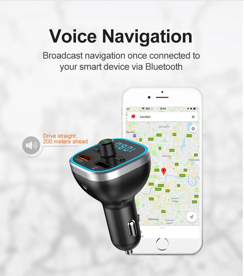 CDEN fm-передатчик Автомобильный MP3-плеер U диск без потерь Музыкальный плеер Bluetooth приемник для гарнитуры вызова QC3.0 быстрое USB Автомобильное зарядное устройство