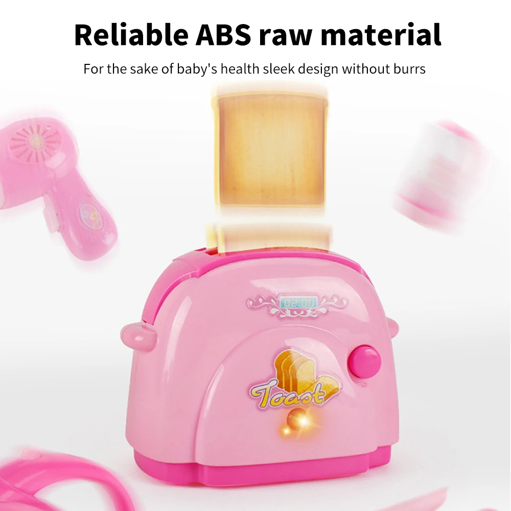 

12PCS Kids Household Appliances Toy Set Pink Cute Shape Toys Simulated Electric Toaster Blender Vacuum Cleaner Cooker Toys