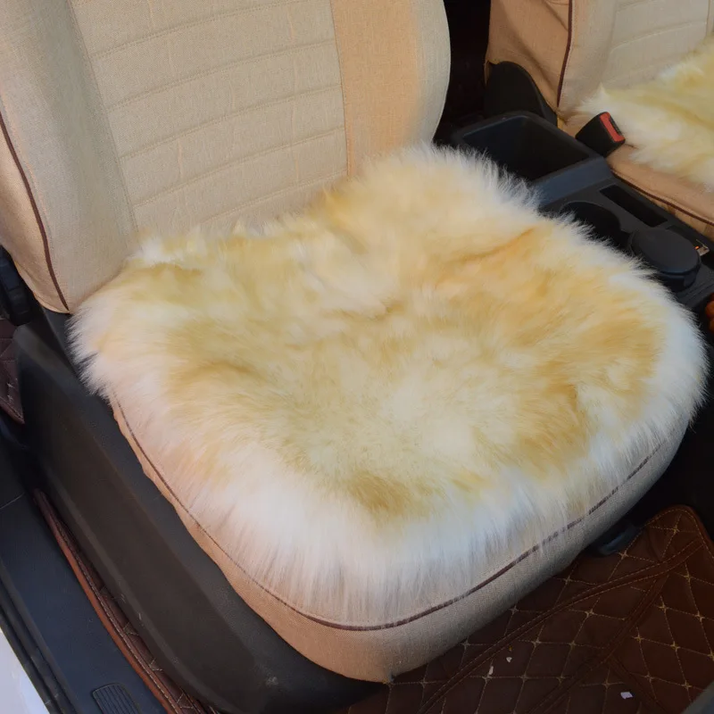 45*45cm Luxurious Natural Fur Authentic Soft Fluffy Wool Sheepskin Car Seat Cover for Automobile Interior Accessory Cushion | Автомобили и