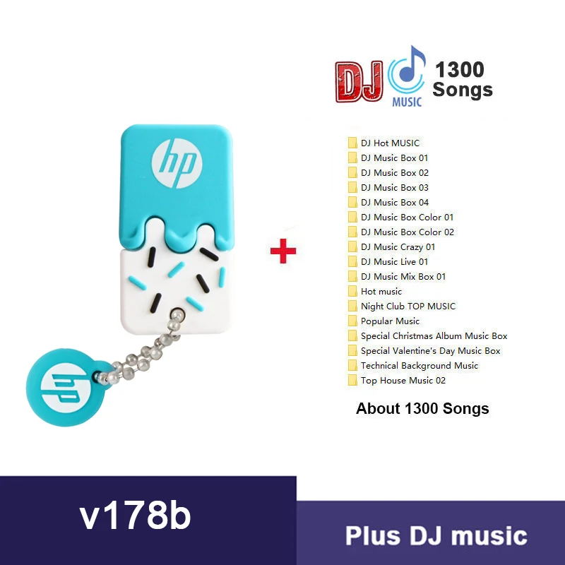 hp USB флеш-накопитель 64 ГБ силиконовая Флешка с DJ OTG type C Cle USB диск на ключ мини USB Флешка 32 Гб 16 Гб - Цвет: V178B-Plus DJ MUSIC