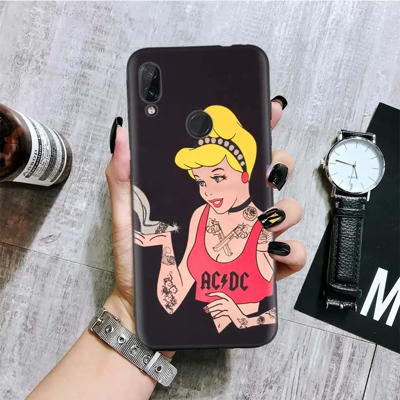 Tattoo girl princess Black Cover Phone Case for Xiaomi Redmi Note 8 7 7S 7A 6 S2 GO K20 Pro 6A Mi 6X 5X A1 CC 9 8 Coque