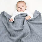Вязаное одеяло для мальчиков и девочек, детское ветрозащитное одеяло, 100*80 см, пеленка, 100% хлопок, мягкое одеяло для новорожденных, одеяло для приема s