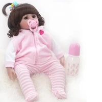 16 inch 40cm reborn baby doll soft cotton body reality touch cute girl brown big eyes magnetic pacifier rebirth dolls bebe toy