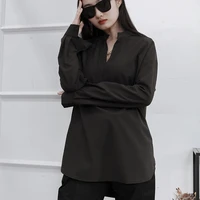 ladies long sleeve shirt pullover spring and autumn new stand up collar casual versatile loose large long sleeve shirt