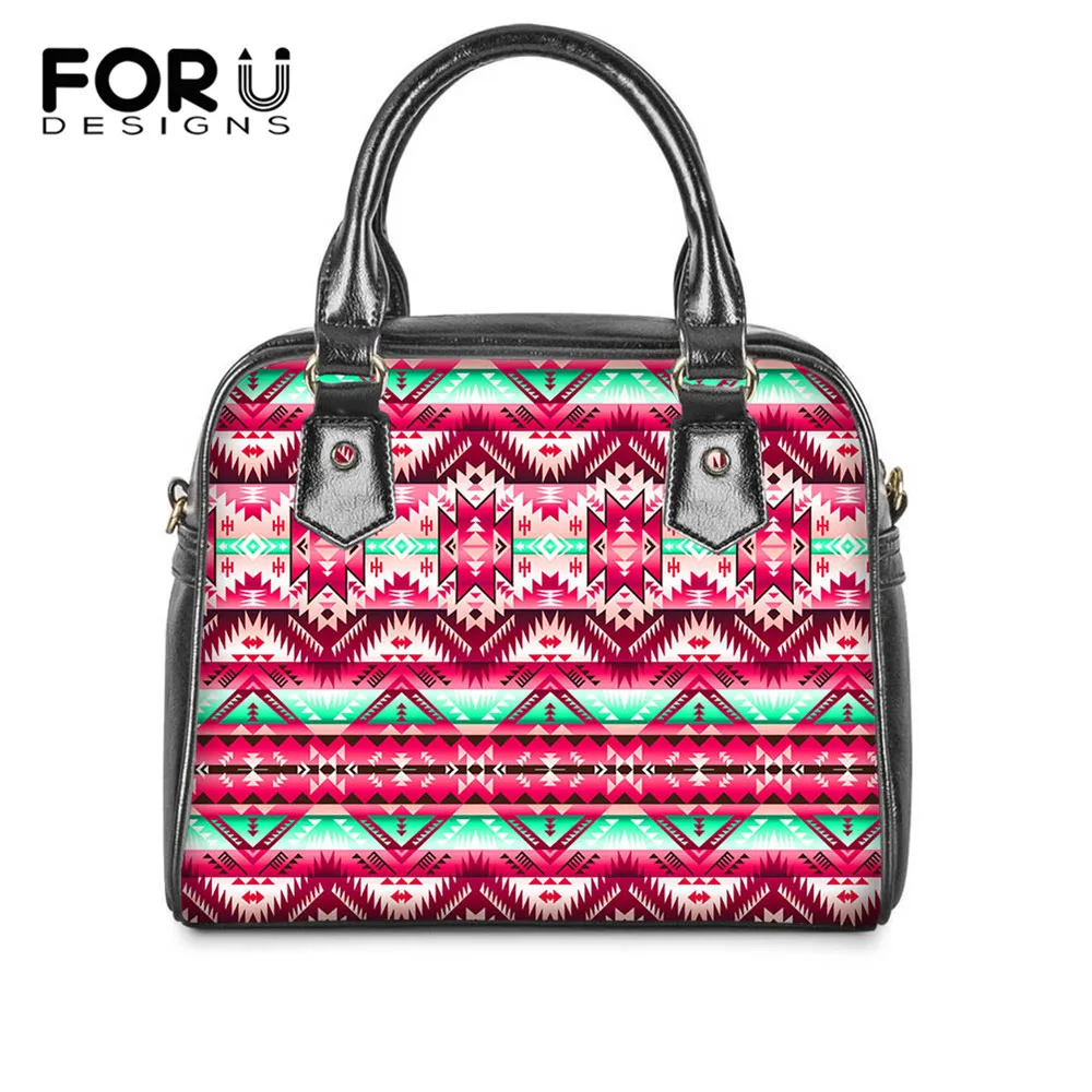 

FORUDESIGNS Women PU Handbags African Tribe Print Luxury Shoulder Bag Brand Design Ladies Crossbody Bags Girls Bolsa Femininas