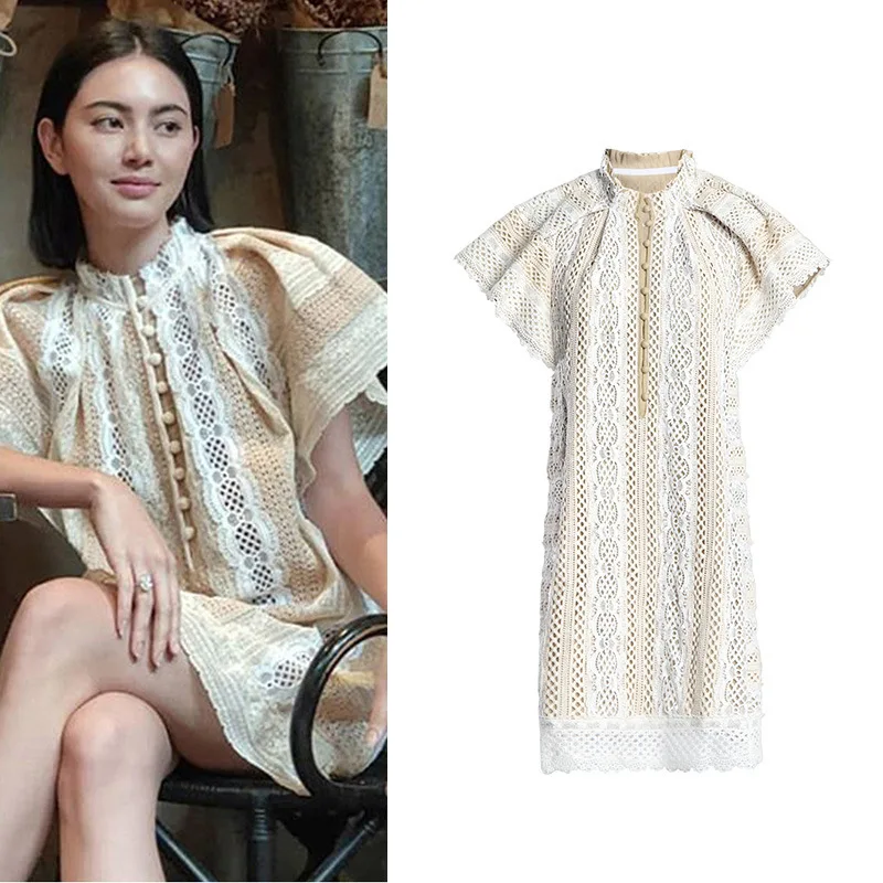 Брендовое платье женское кружевное с тяжелой промышленной вышивкой очень