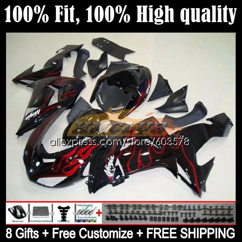 

Инжекционный корпус для KAWASAKI NINJA ZX 10R 1000 CC 10 R 1000CC 116CL.9 ZX-10R ZX10R 04 05 ZX1000 2004 2005 Обтекатели с красным пламенем