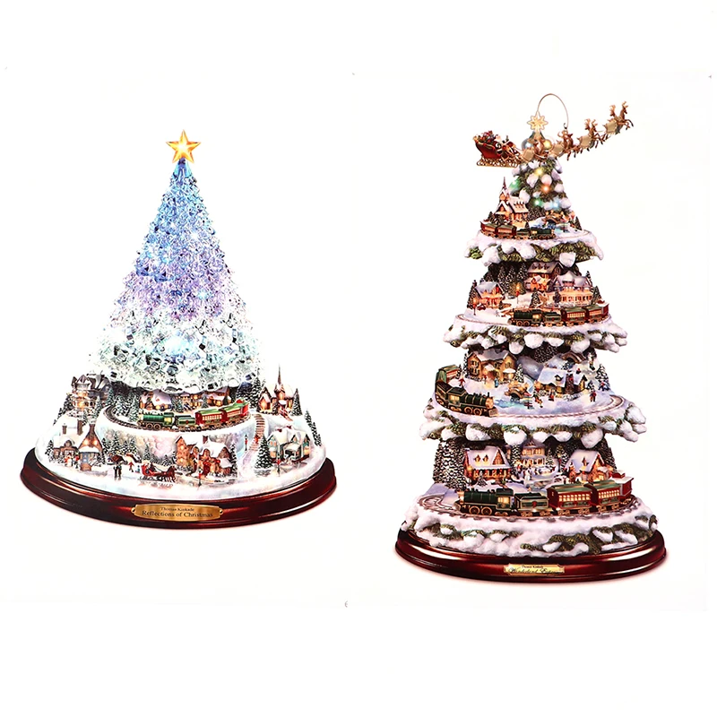 

Christmas Tree Rotating Sculpture Train Decorations Paste Window Paste Stickers Christmas Decorations Winter Home Decoration