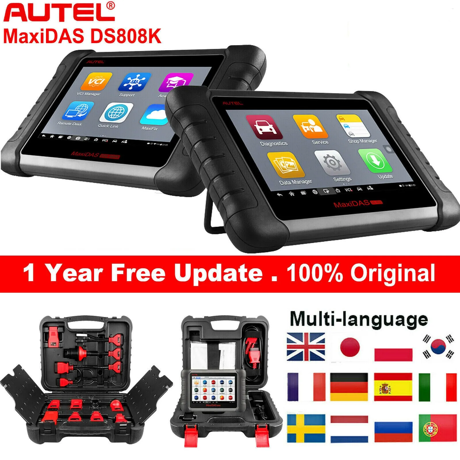 Система диагностики Autel DS808K OBD2 инструмент для автоматической считыватель ABS SRS EPB