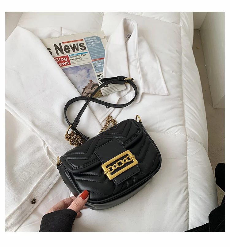 

Retro Ladies Popular Chain Small Bag Korean Embroidered Thread Small Square Bag 2021 New Fashion Net Red Chain Messenger Bag