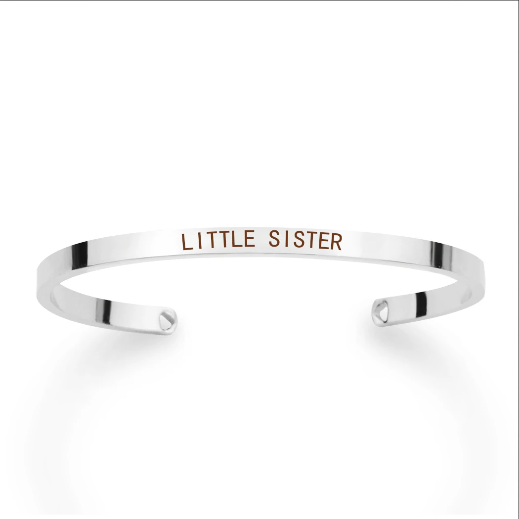 Старшая Сестра младшая сестра Выгравированная манжета браслет для сестер