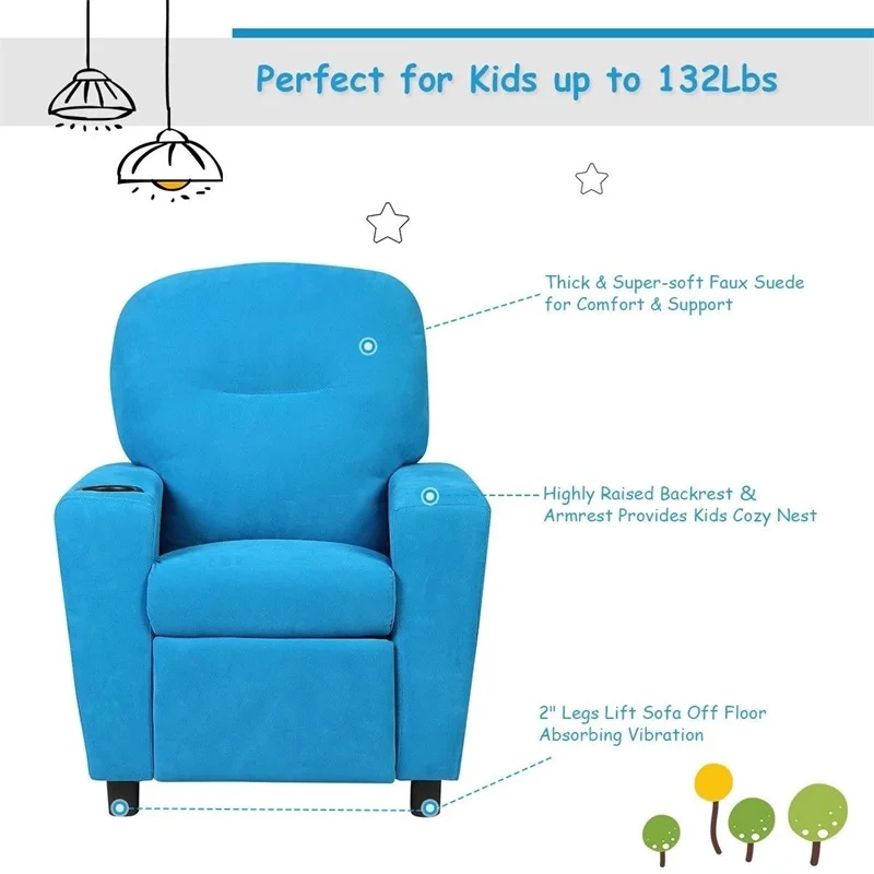 

Blue / Brown Kids Recliner Arm Chair Kid Sofa High Quality Living Room Furniture HW54208BL