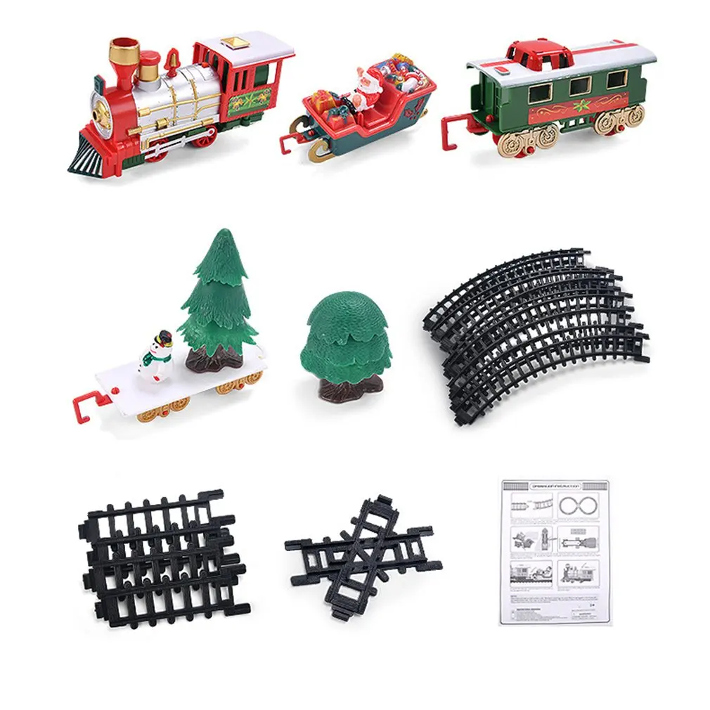

2020New Christmas Electric Rail Car Train Toy Children's Electric Toy Railway Train Set Racing Road Transportation Building Toys
