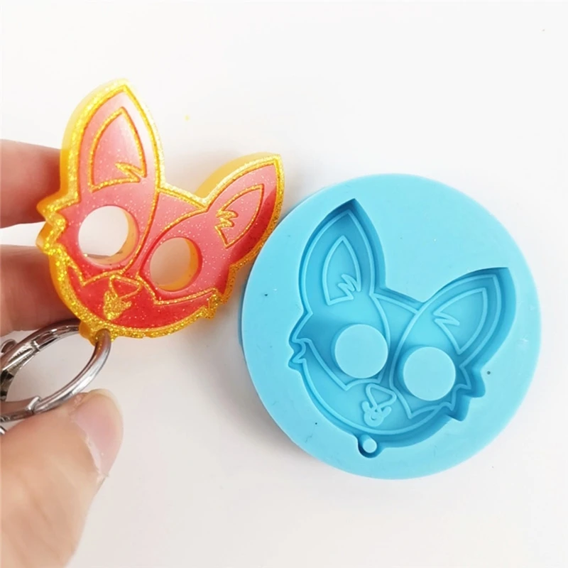 

2Pc DIY Rabbit Keychain Pendant Resin Mold Cartoon Rabbit Keychain Casting Mold B36D