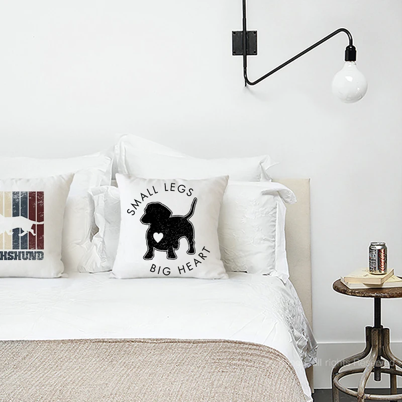 

Linen Cushion Cover Cute Dachshund Pillow Cover for Sofa Nordic Decorative Kussenhoes 45x45 Nordic Home Decor