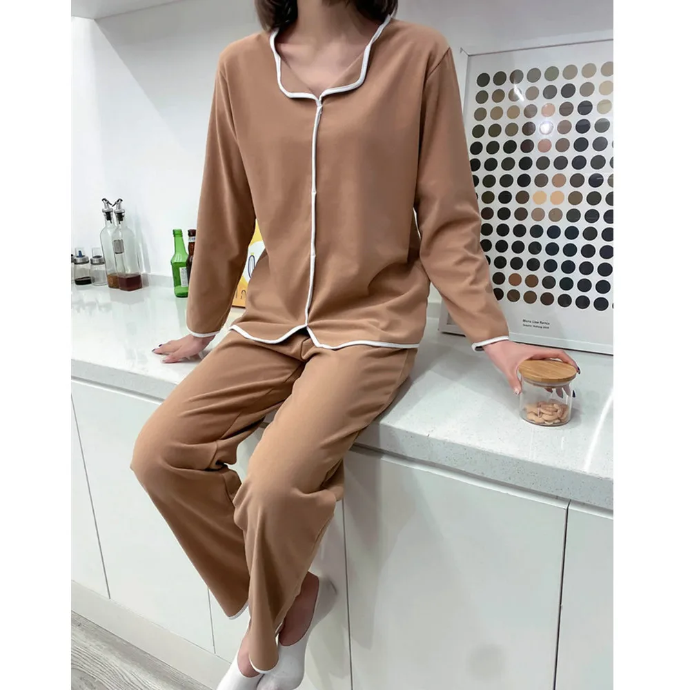 

Fdfklak L-XXL Loose 2022 Spring Autumn Female Velvet 2Pcs Set Sleepwear Tops+Pants Nighties Pijama Suit Long Sleeve Leisure