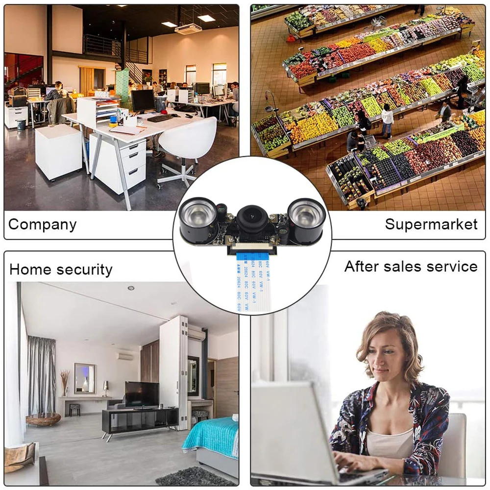 

5MP Raspberry Pi Night Vision Camera 1080P Video Webcam Focal Adjustable With IR Lights For Raspberry Pi 4B/3B/3B+/Zero/Zero W