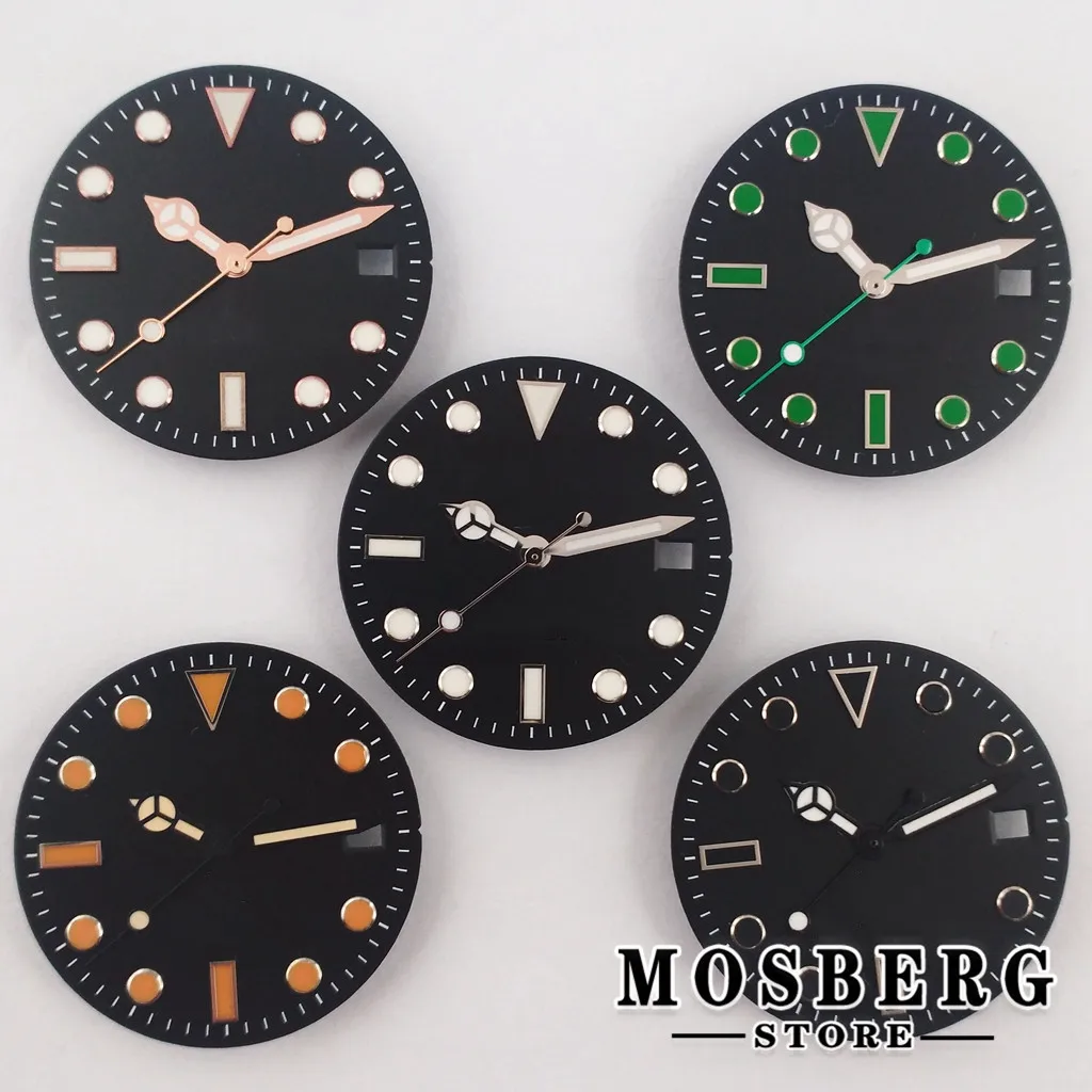

28.5mm Sterile Black Watch Dial Date Window With Watch Hands For NH35 NH36 ETA 2824 2836 Miyota 8215 8205 DG2813 3804 Movement