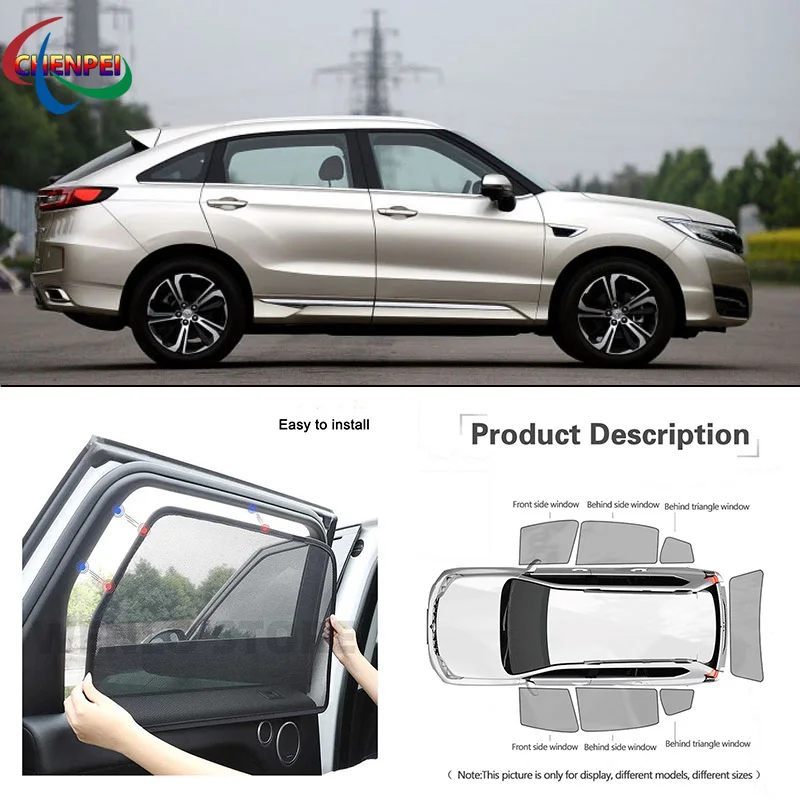 For Honda URV 2017 Car Full Side Windows Magnetic Sun Shade UV Protection Ray Blocking Mesh Visor Car Decoration Accessories