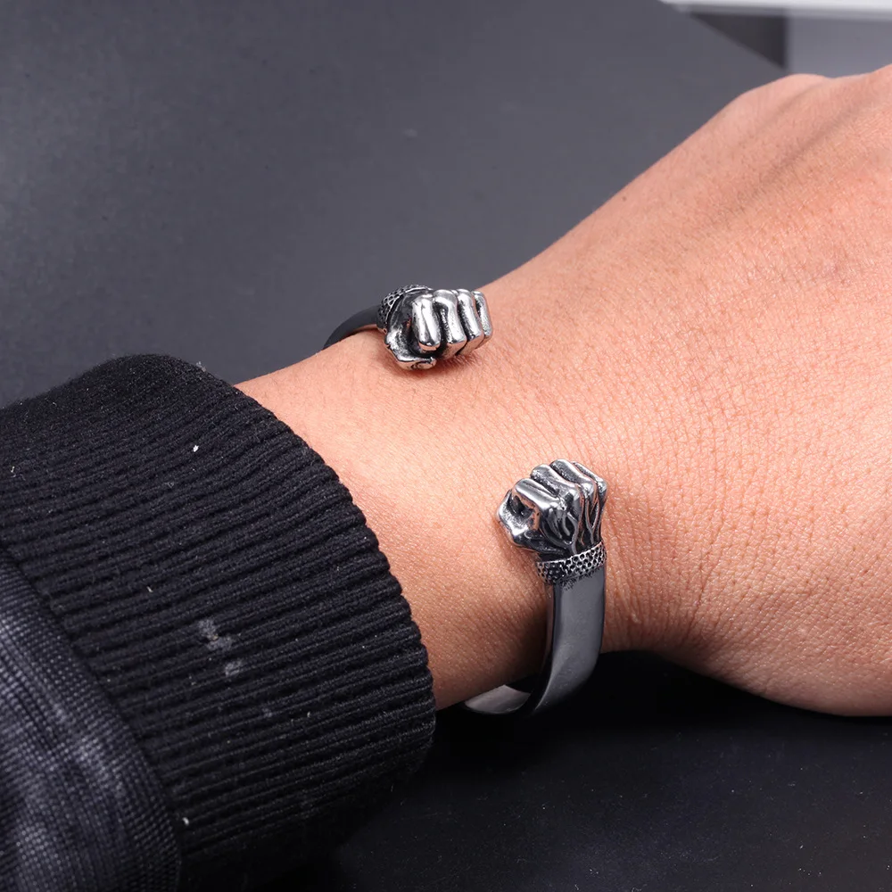 

Unisex Retro Fashion Fist bracelet Hip-Hop Punk Personality Boxing Bracelet Fitness Fist Adjustable Opening Accessories