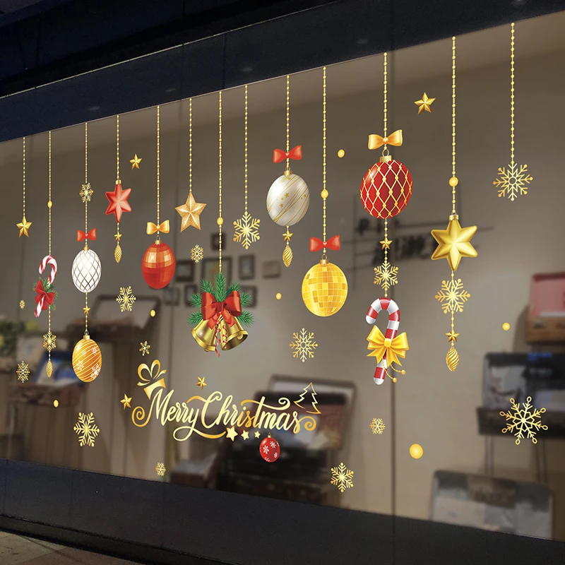 

[shijuekongjian] Christmas Window Stickers DIY Ornaments Snowflakes Wall Decals for Living Room Glass New Year Home Decoration