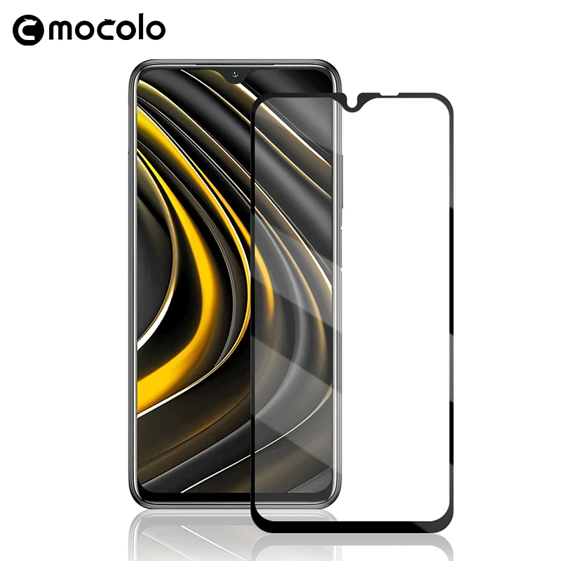Защитная пленка Mocolo 9H для Xiaomi POCO M3 полностью склеенная клейкая из закаленного