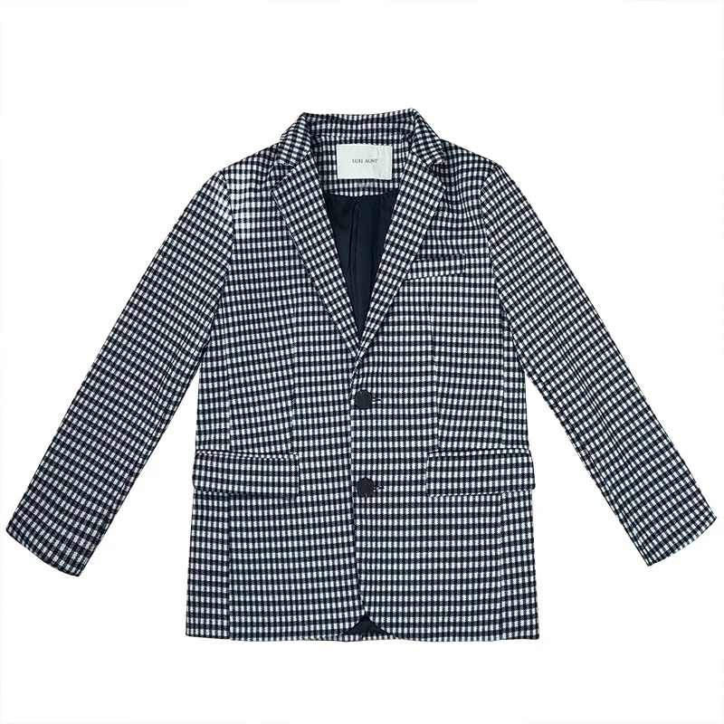 

Vintage Loose Women Plaid Blazer Jackets Stylish Long Sleeve Single-Breasted Female Blazer 2021 Spring Suit Coats Femme BL8013