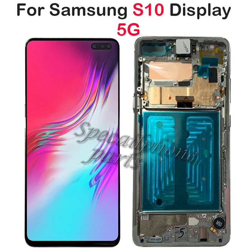 Оригинальный динамический Amoled ЖК-дисплей для Samsung S10 сенсорный с рамкой сменный