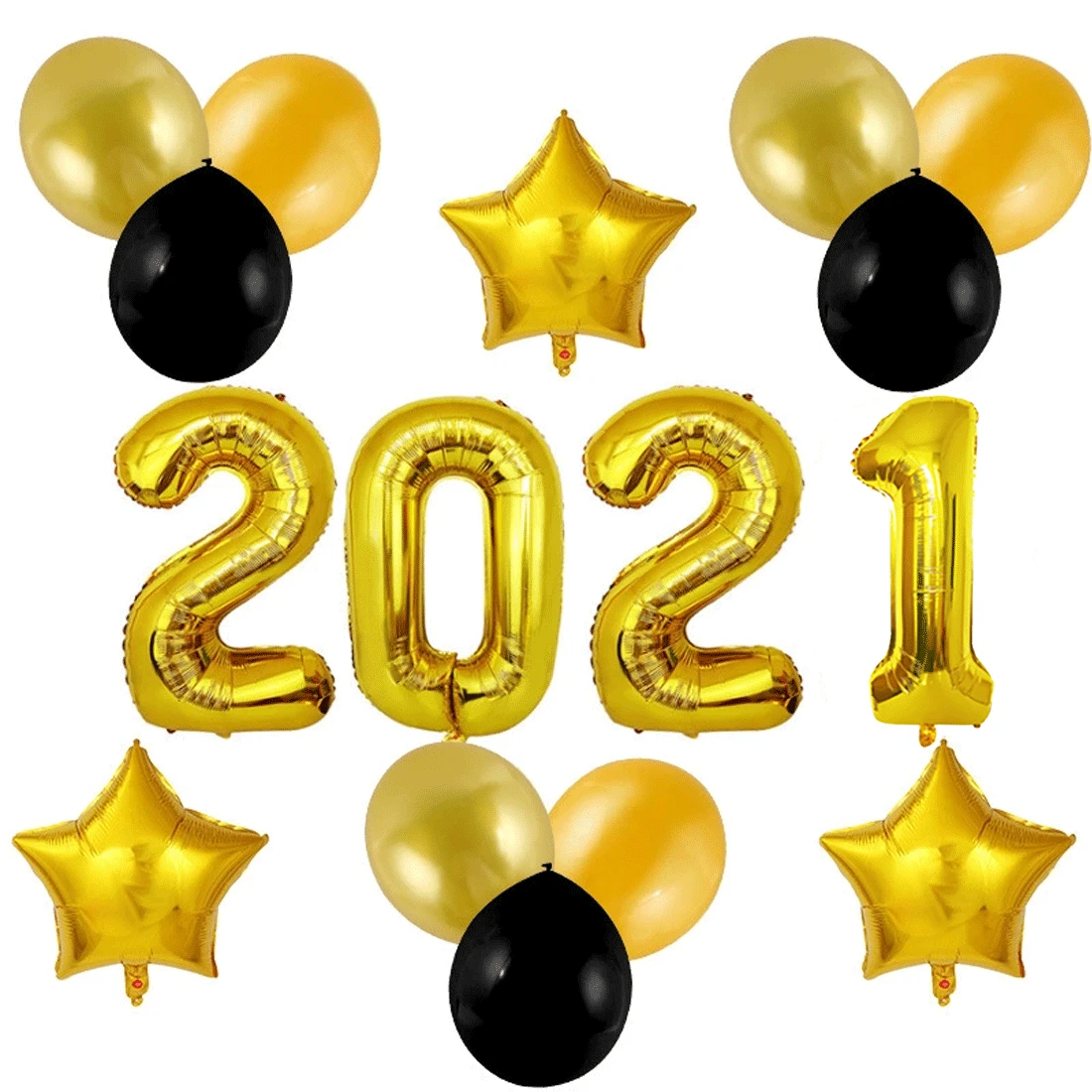 

FANLUS 2021 New Year Decoration 32-inch Aluminum Foil Balloon Set Star Balloon Christmas Navidad Christmas Party Decoration