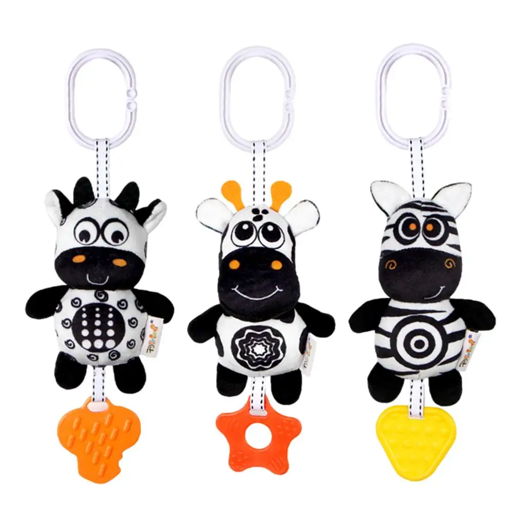 

Newborn Bells Soft Plush Rattle Toy Crib Hanging Bell Car Seat Travel Stroller Black White Wind Chime Teether Educational Toy