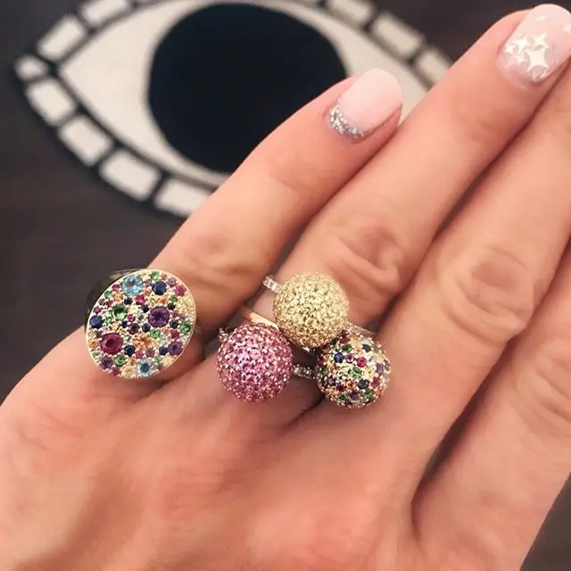 2021 Gold Filled Mini Rainbow Zirconia Cz Paved Disco Colorful Balls Women Summer Style Fashion Full Size Finger Ring 6 7 8 9 | Украшения и
