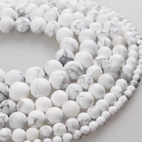 natural stone matte white howlite frosted turquoises round loose beads 4 6 8 10 12mm for bracelets necklace diy jewelry making