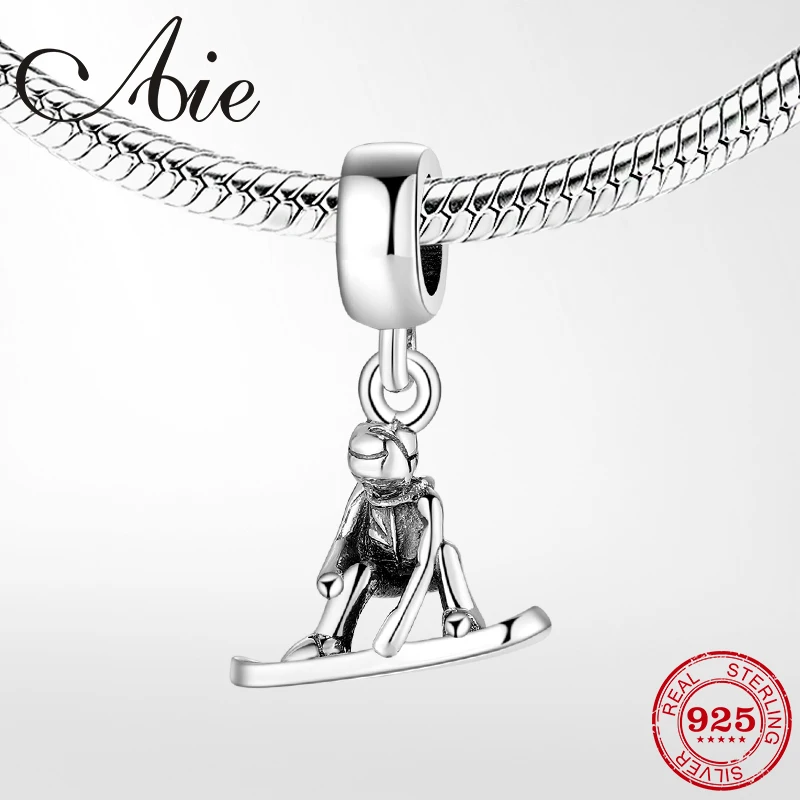 Подвеска для катания на лыжах из стерлингового серебра 925 пробы подвеска