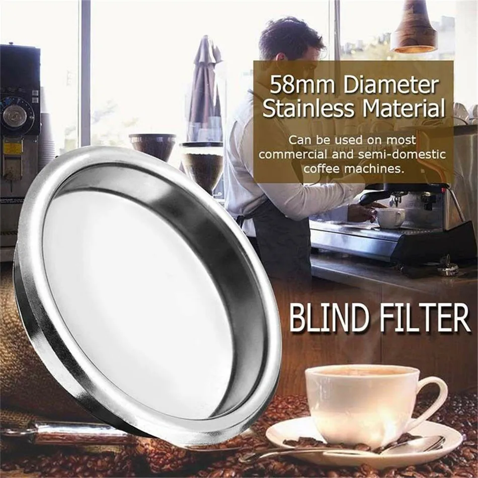

Non-porous filter cup Stainless Steel Blind Filter Coffee Machine Backflush Back Flush Residue Basket Coffee Filter Kitchen Tool