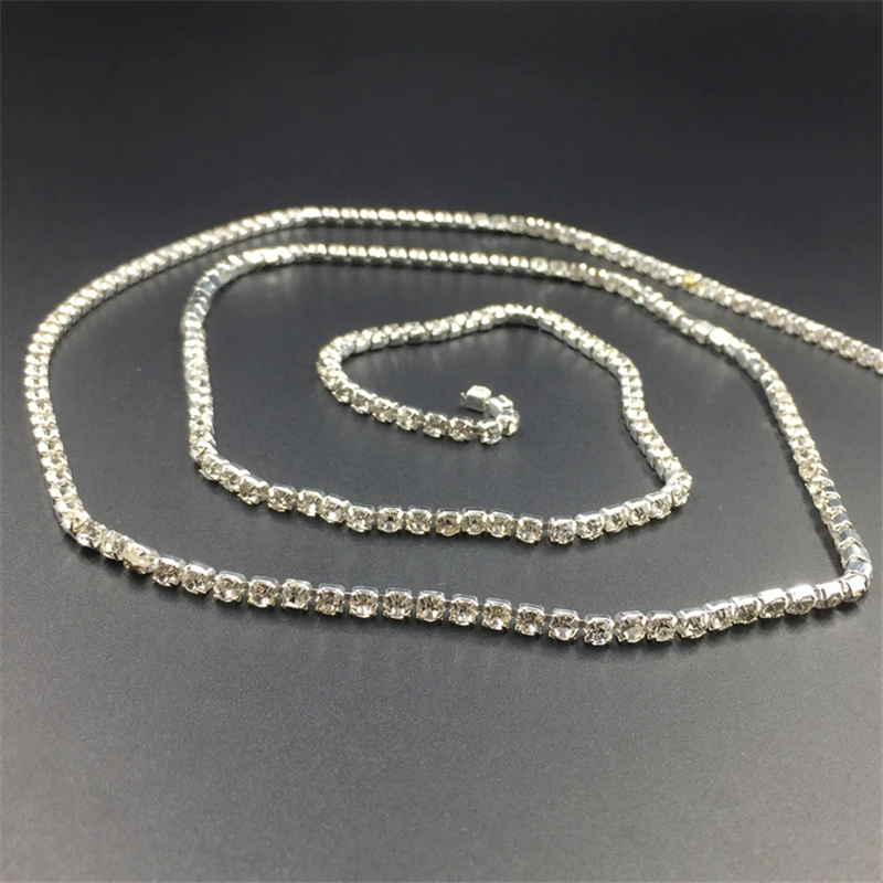 1 метр Белый Кристалл Стразы Серебряная цепочка для DIY ювелирных изделий Ремесла