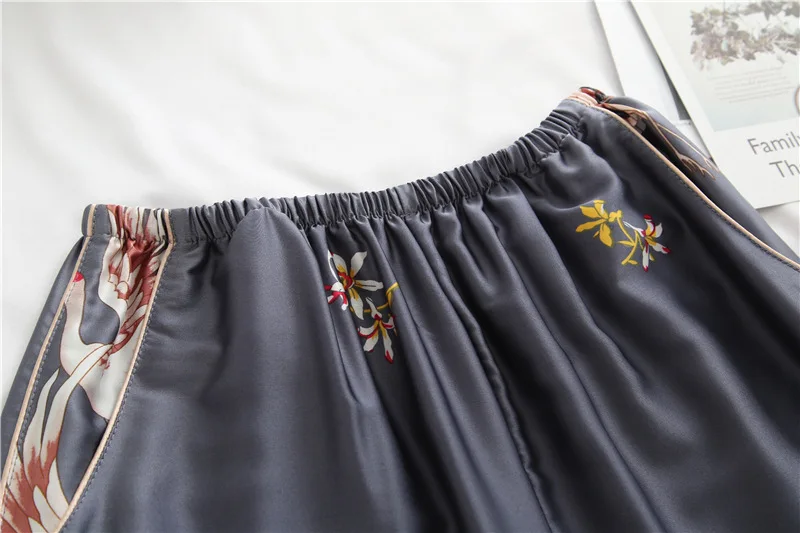 

Spring Autumn Women Pajamas Sets with Pants Sexy Silk Ladies Satin Nightwear Robe Pijama Long Sleeve Sleepwear Pyjama Femme