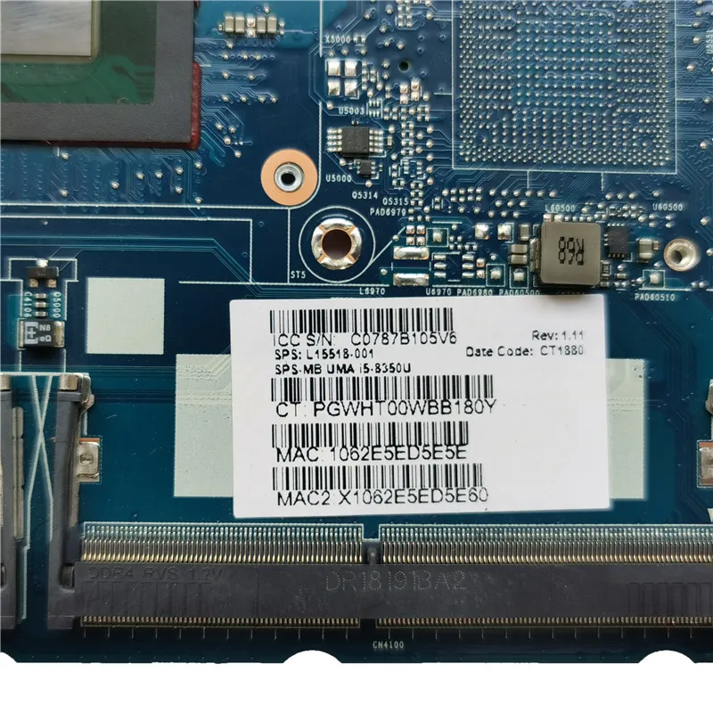 Высокое качество L15518 001 601 для HP Elitebook 840 850 G5 материнская плата 6050A2945601 SR3L9 I5 8350U