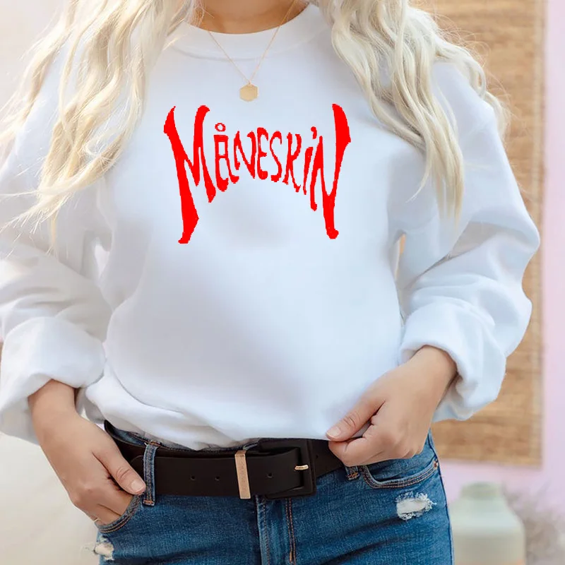 

Maneskin Crewneck Sweatshirt Streetwear Hoodie Casual Pullover Hooded Sweatshirts Rock Roll Streetwear Anime Women Clothing