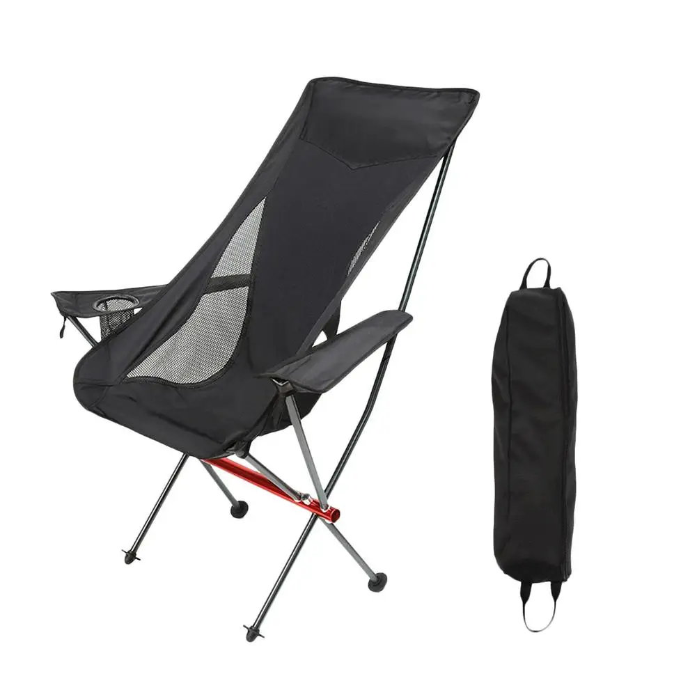 저렴한 초경량 접이식 캠핑 낚시 의자 휴대용 좌석 해변 피크닉 하이킹 여행 레저 통기성 의자 컵 홀더 포함